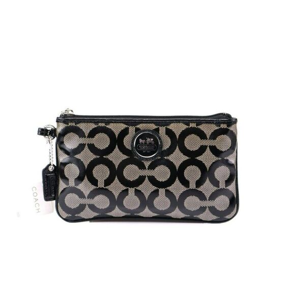 NWT Coach Coated Signature Wristlet in Black White - Picture 4 of 9